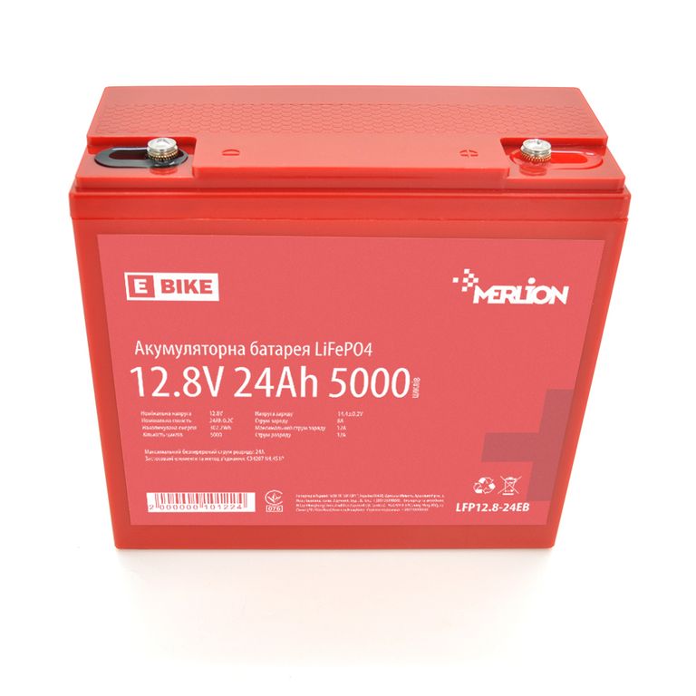 Літій-залізо-фосфатний акумулятор Merlion LFP12.8-24EB, LiFePO4 12.8В 24Аг, для електротранспорту