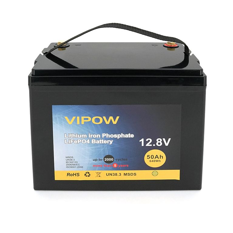 Акумуляторна батарея Vipow LiFePO4 12,8V 50Ah з вбудованою ВМS платою 40A, (229*138*208)