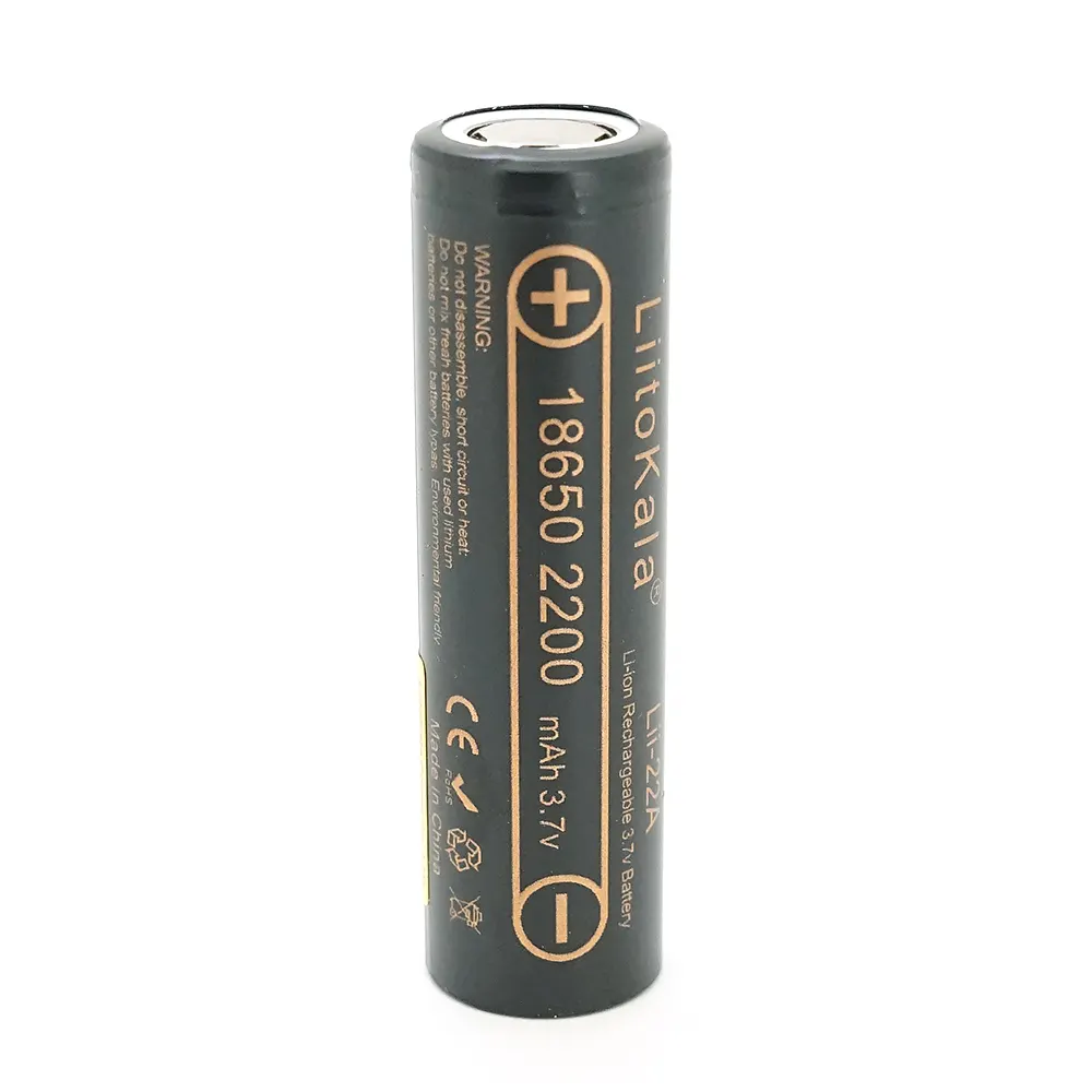 Акумулятор 18650 Li-Ion LiitoKala Lii-22A, 2200mah (2100-2300mah), 3.7V (2.75-4.2V), Black, PVC BOX Q2, цена за 1 шт