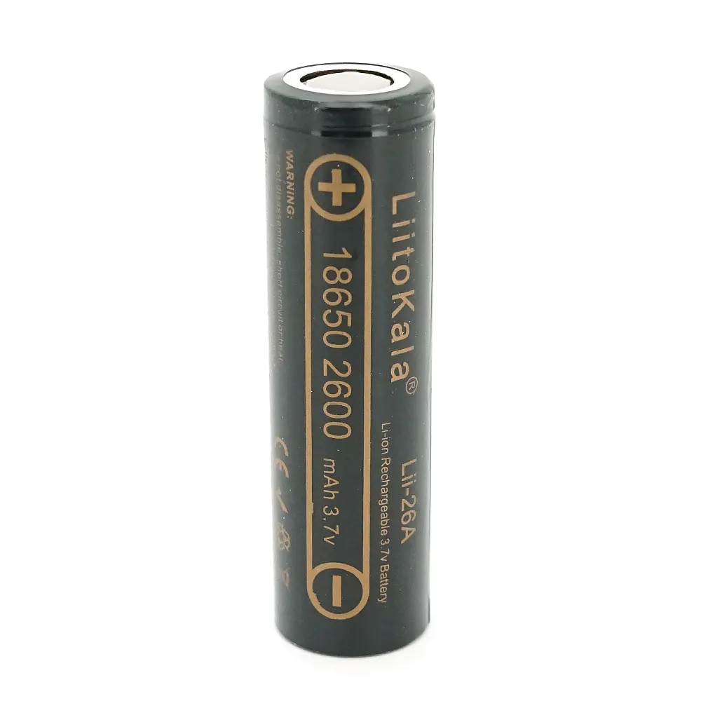Акумулятор 18650 Li-Ion LiitoKala Lii-26A, 2600mah (2450-2650mah), 3.7V (2.75-4.2V), Black, PVC BOX