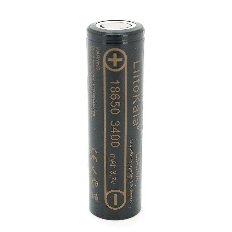Акумулятор 18650 Li-Ion LiitoKala Lii-34A, 3400mAh (3250-3350mAh), 3.7V (2.75-4.2V), Black, 2 шт в упаковці