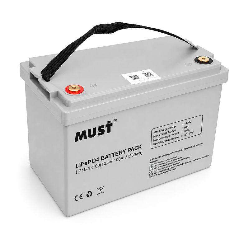 Літієвий акумулятор LiFePO4 Must LP15-12100, 12.8В 100Аг, 1.28 кВт·год, BMS 50A
