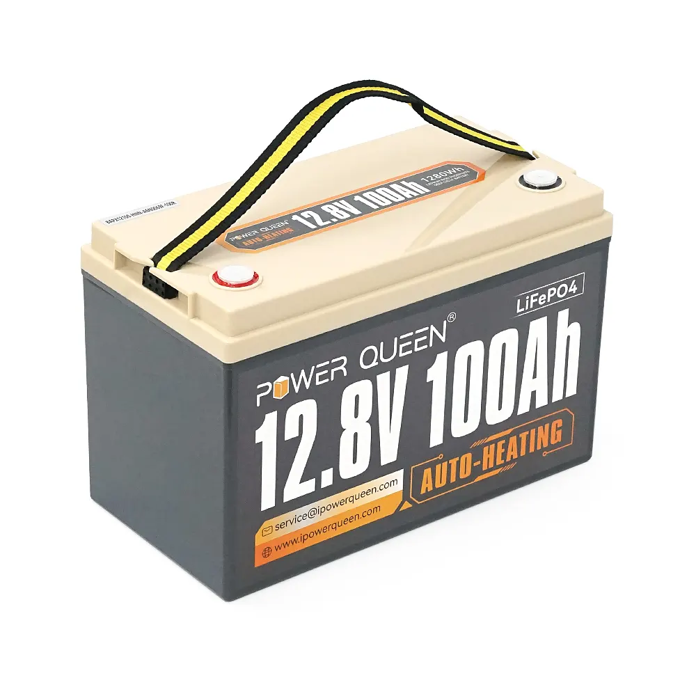 Літій-залізо-фосфатний акумулятор Power Queen P12V100-100-HEAT-HE-4-A10, LiFePO4 12.8В 100Аг, 1.28 кВт·год, з підігрівом