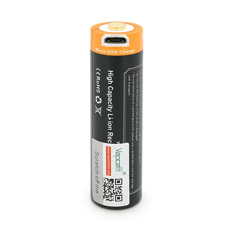 Акумулятор 18650 Li-Ion Vapcell P1835A, 3500mAh, 10A, 3.6V (2.5-4.2V), Micro USB, 2 шт. в упаковці