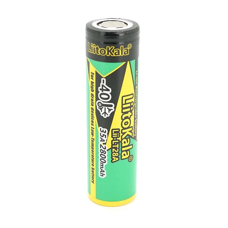 Акумулятор 18650 Li-Ion LiitoKala LT28A, 2800mAh, 35A, 3.7V (2.5-4.2V), 18.3*65.05mm, LowTemp-40-60℃, Black / Green