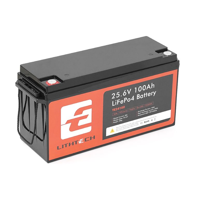 Акумулятор LITHTECH TE24100BH LiFePO4 25,6 В 100 А·год з Bluetooth, 2,56 кВт·год, BMS 100 А@4S, 6000 циклів