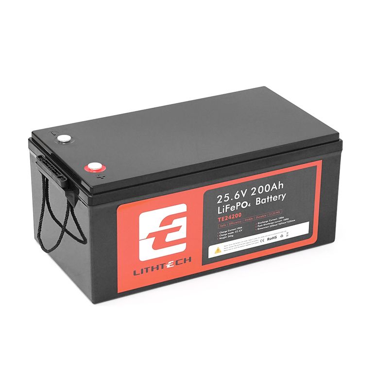 Акумулятор LITHTECH TE24200B LiFePO4 25,6 В 200 А·год з Bluetooth, 5,12 кВт·год, BMS 200 А@4S, 6000 циклів
