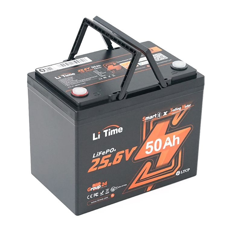 Літієва батарея LiFePO4 Li-TIME L24V50-50-TM-BT-8-A70, 25.6V 50Ah, 1280Wh, Bluetooth 5.0, IP65