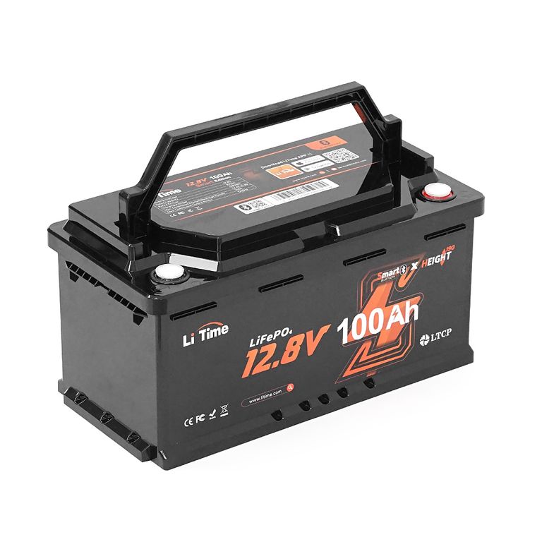 Літієва батарея LiFePO4 Li-TIME L12V100-100-H190-BT4AC150, 12.8V 100Ah, 1280Wh, Bluetooth, IP65